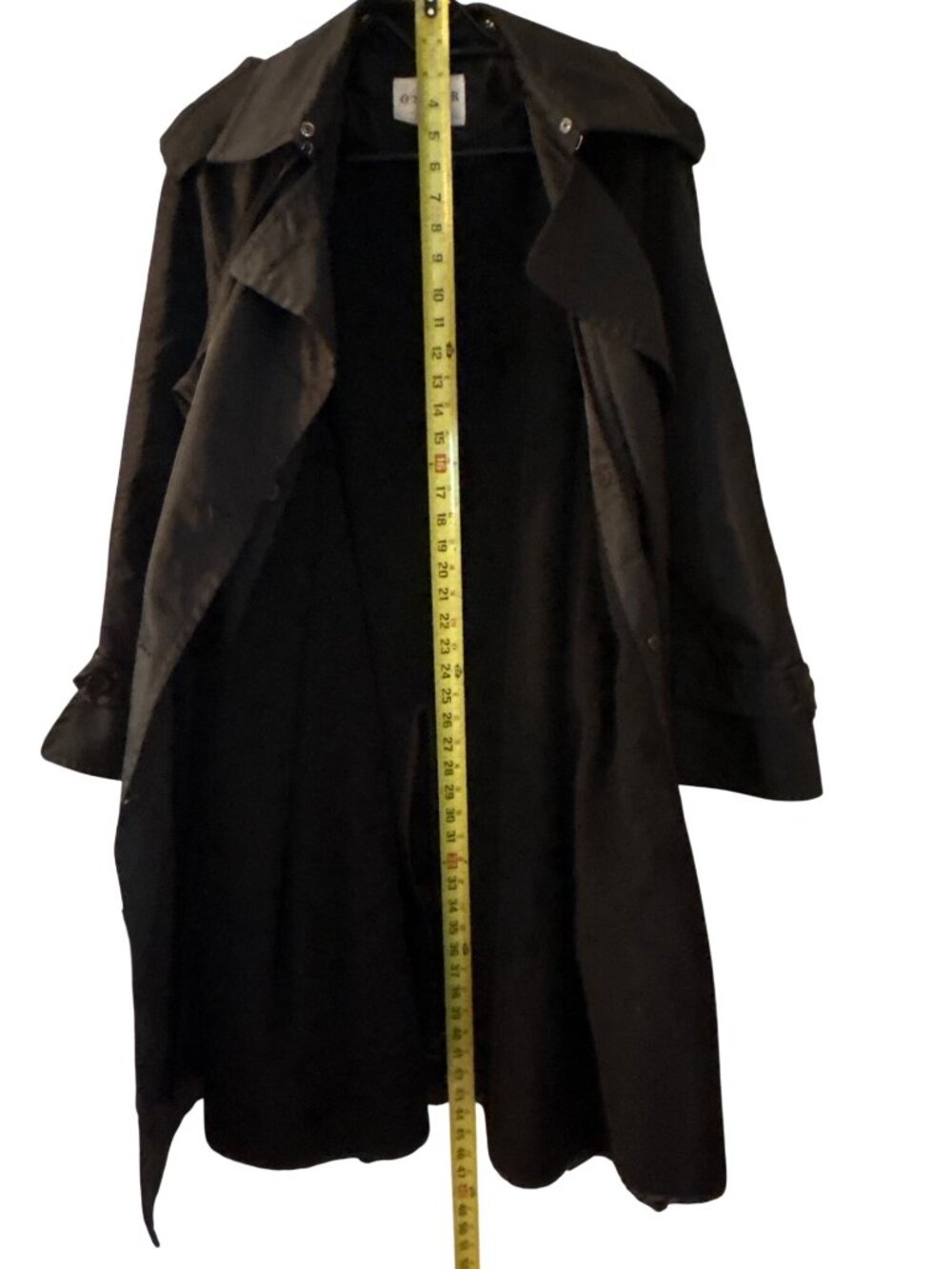Vintage Oscar De La Renta Black Double-Breasted Trench Coat Size 8 Mob Wife - Picture 5 of 6